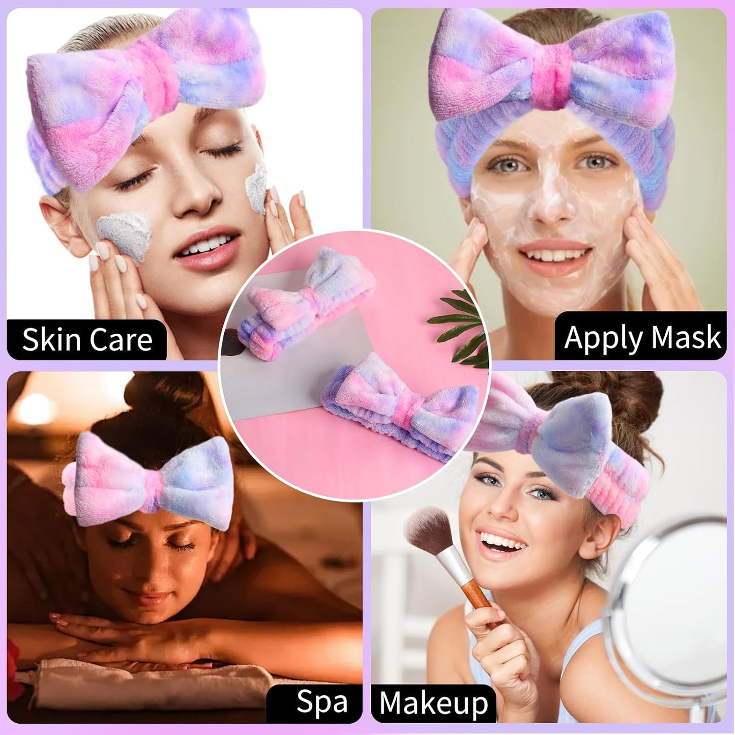 YGQQIY Headband for Washing Face, Girls Makeup&Skincare Headband, Microfiber Elastic Face Wash Headbands to Skincare Spa Shower,2Pcs
