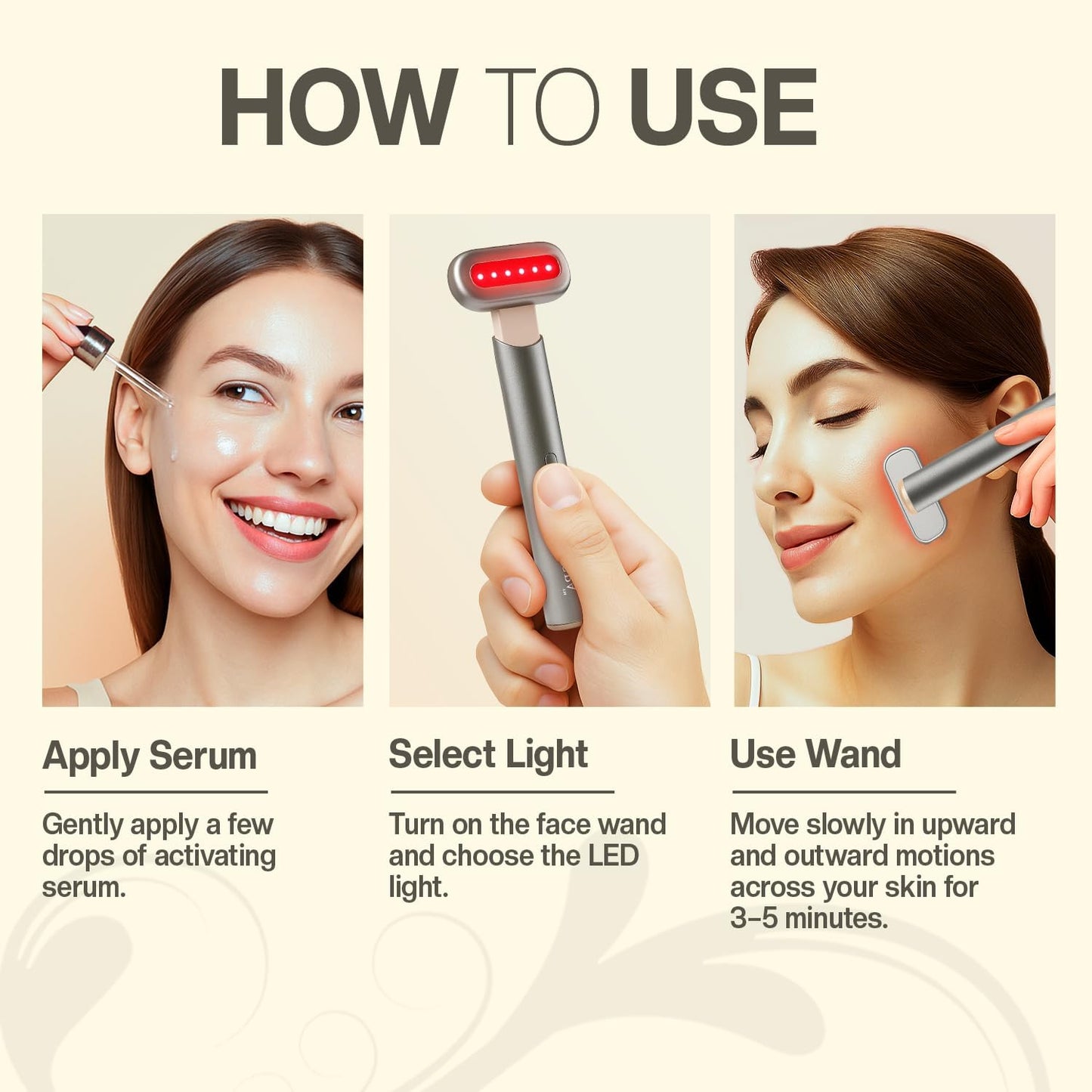 7 in 1 LED Light Wand for Face, Neck & Eye – Silver with Activating Serum | Multifunctional Skincare Tool for Home Use