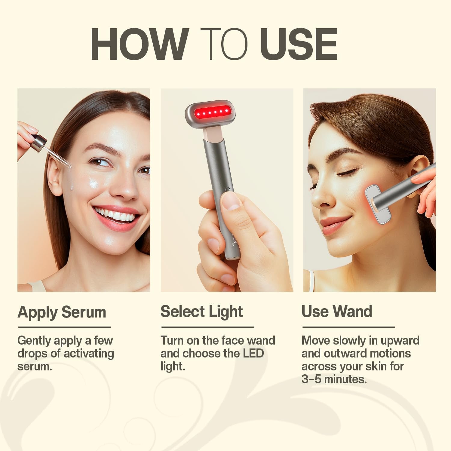 7 in 1 LED Light Wand for Face, Neck & Eye – Silver with Activating Serum | Multifunctional Skincare Tool for Home Use