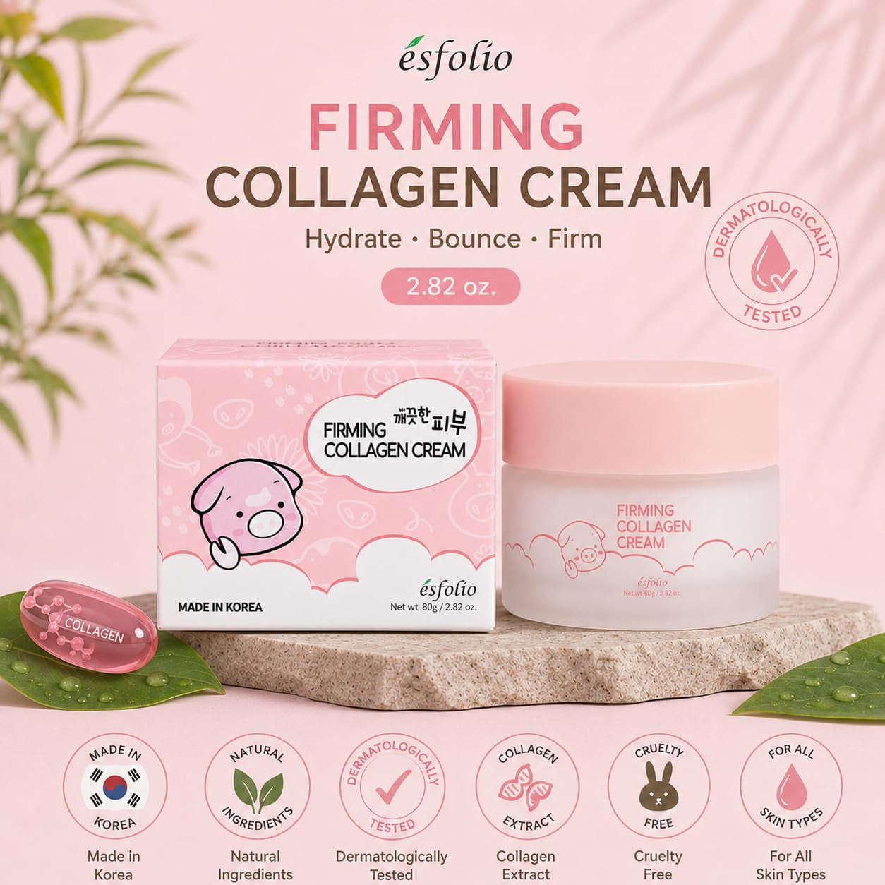 Made in Korea Collagen Nourishing Cream 2.82 Oz, Daily Facial Moisturizer with Collagen, Lightweight Face Cream for Soft and Comfortable Skin, Fast Absorbing Korean Skincare