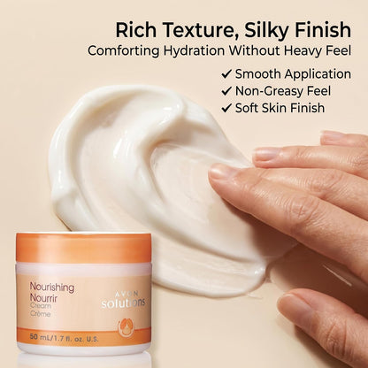 Solutions Nourishing Cream for Dry Skin — Hypoallergenic Moisturizing Face Cream with Deep Hydration — Daily Face Moisturizer to Combat Flakiness for Women and Men, Pack of 2 (1.7 Fl Oz Each)