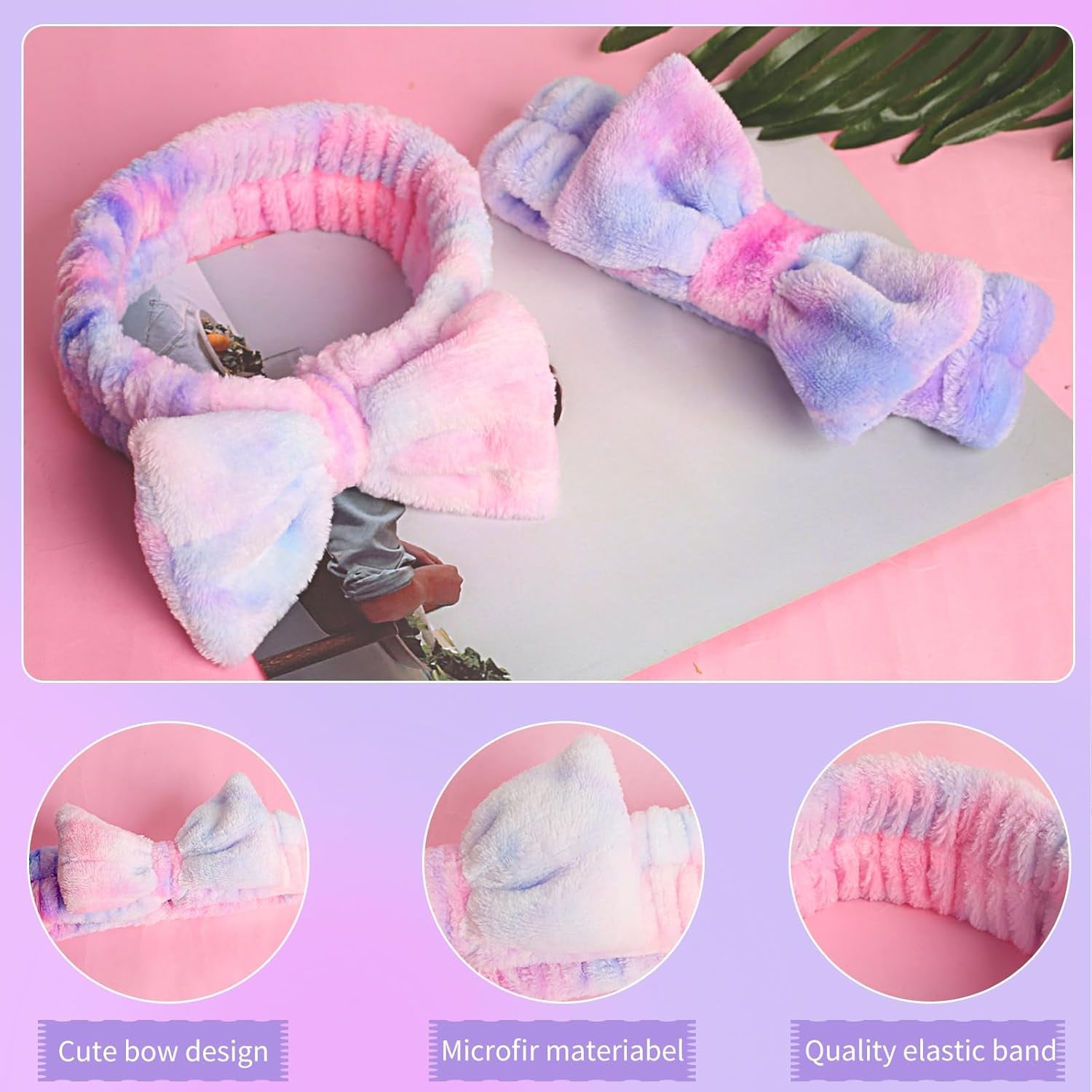 YGQQIY Headband for Washing Face, Girls Makeup&Skincare Headband, Microfiber Elastic Face Wash Headbands to Skincare Spa Shower,2Pcs