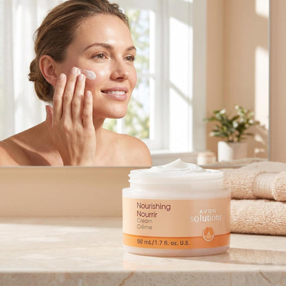 Solutions Nourishing Cream for Dry Skin — Hypoallergenic Moisturizing Face Cream with Deep Hydration — Daily Face Moisturizer to Combat Flakiness for Women and Men, Pack of 2 (1.7 Fl Oz Each)